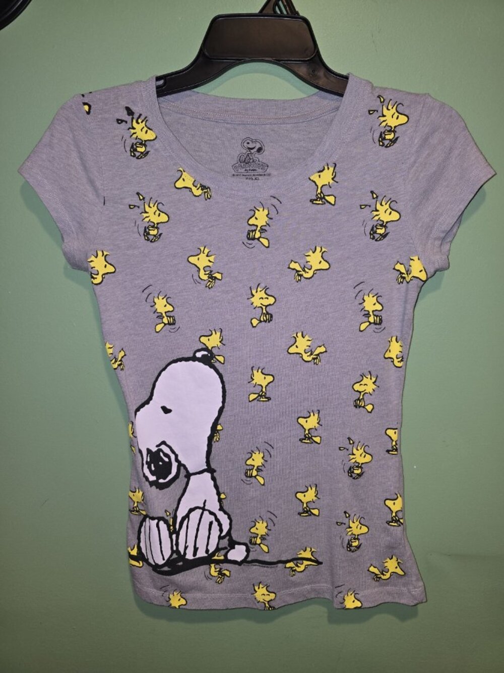 2011 Peanuts Snoopy T-Shirt Juniors Small 3-5 Gray Fitted Woodstock